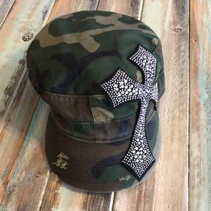Camo hat with bling cross